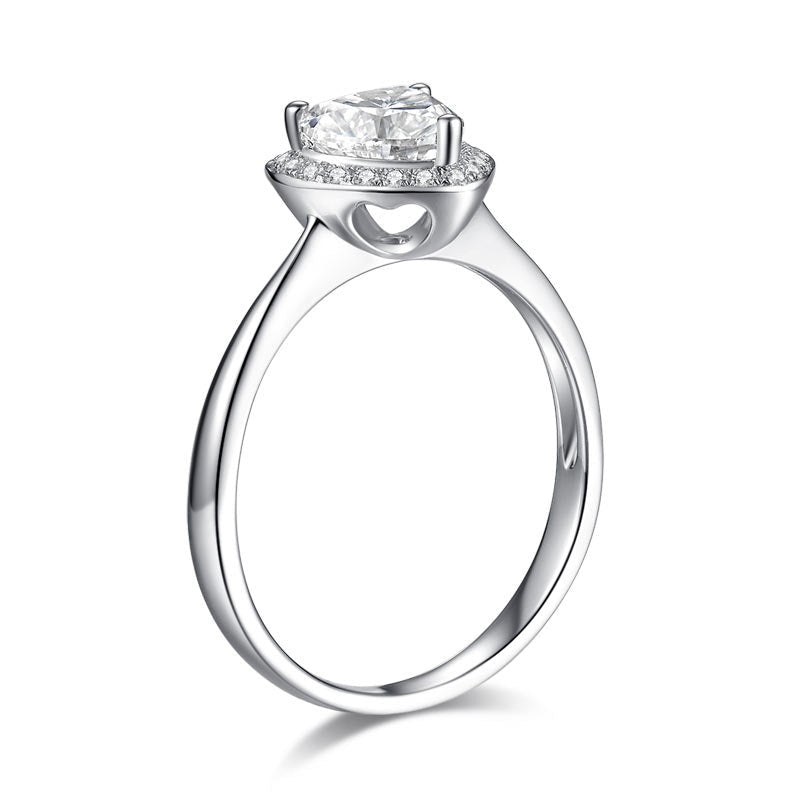 1.00ct Heart Moissanite Diamond Ring Engagement, 925 Sterling Silver