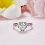 1.00ct Heart Moissanite Diamond Ring Engagement, 925 Sterling Silver