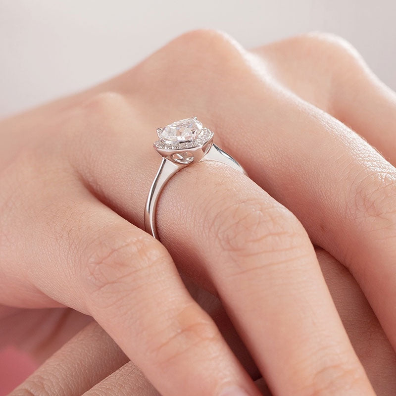 1.00ct Heart Moissanite Diamond Ring Engagement, 925 Sterling Silver