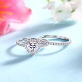 1.00ct Heart Cut Moissanite Diamond Ring Set, 925 Sterling Silver