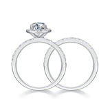 1.00ct Heart Cut Moissanite Diamond Ring Set, 925 Sterling Silver