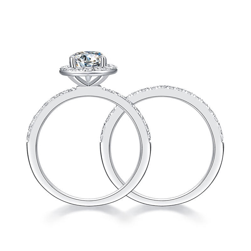 1.00ct Heart Cut Moissanite Diamond Ring Set, 925 Sterling Silver