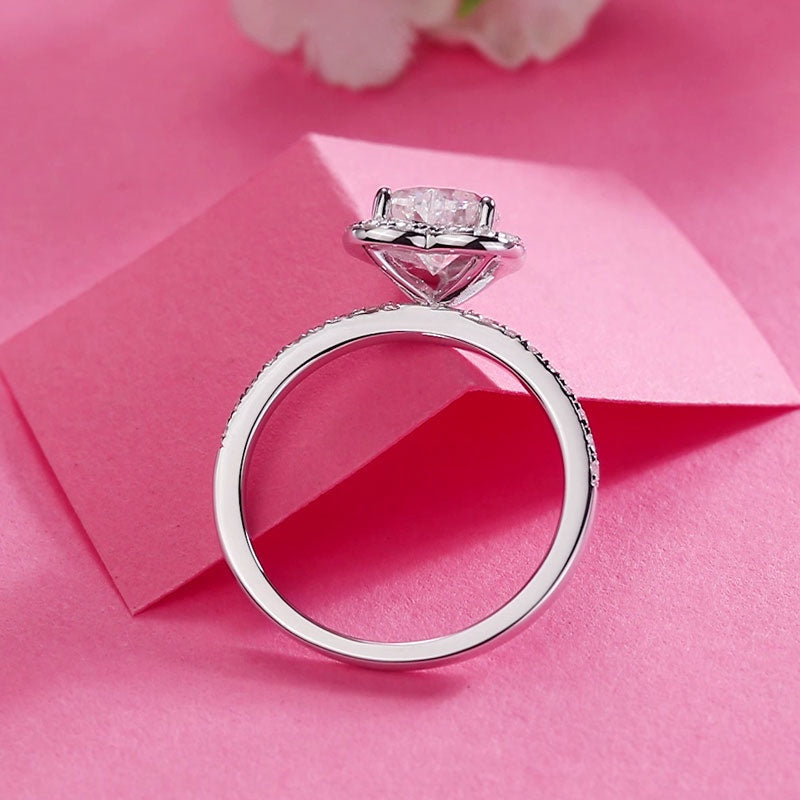 1.00ct Heart Cut Moissanite Diamond Ring Set, 925 Sterling Silver