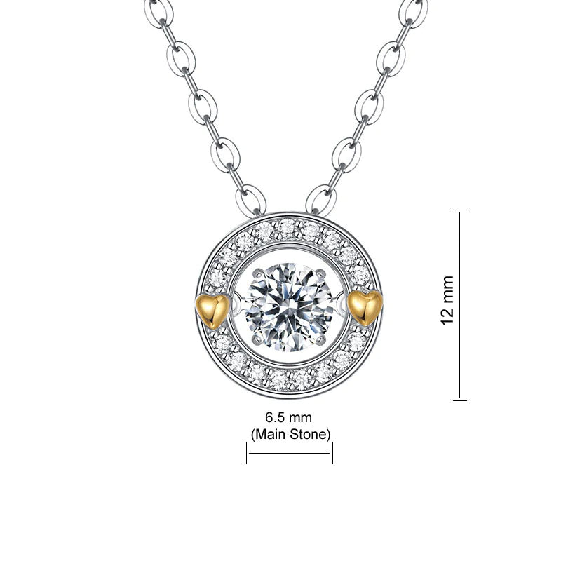1.00ct Moissanite Dancing Necklace, 925 Sterling Silver