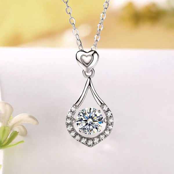 1.00ct Moissanite Dancing Pear Drop Necklace, 925 Sterling Silver