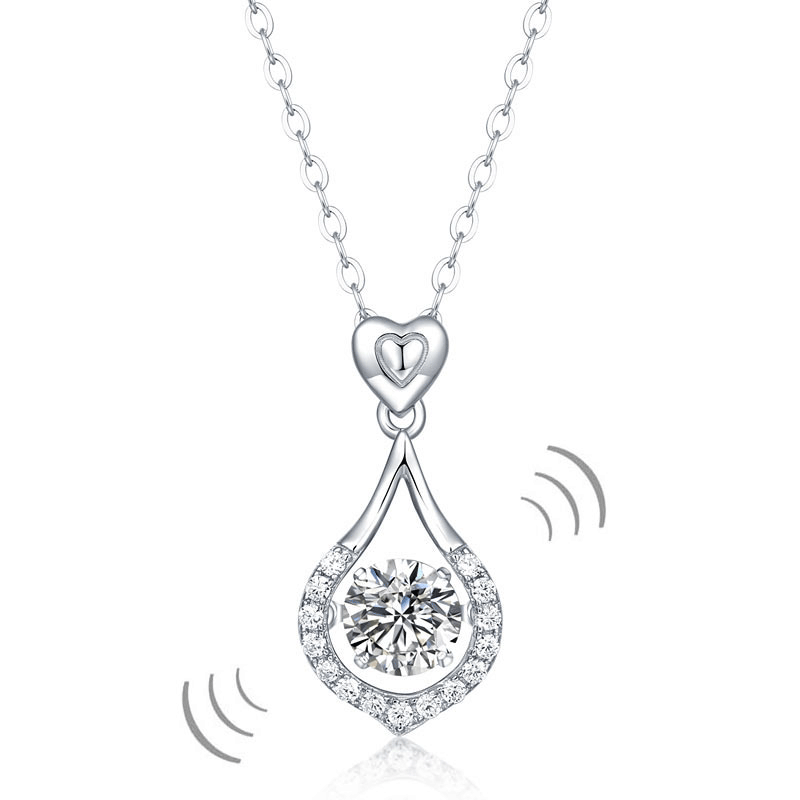 1.00ct Moissanite Dancing Pear Drop Necklace, 925 Sterling Silver