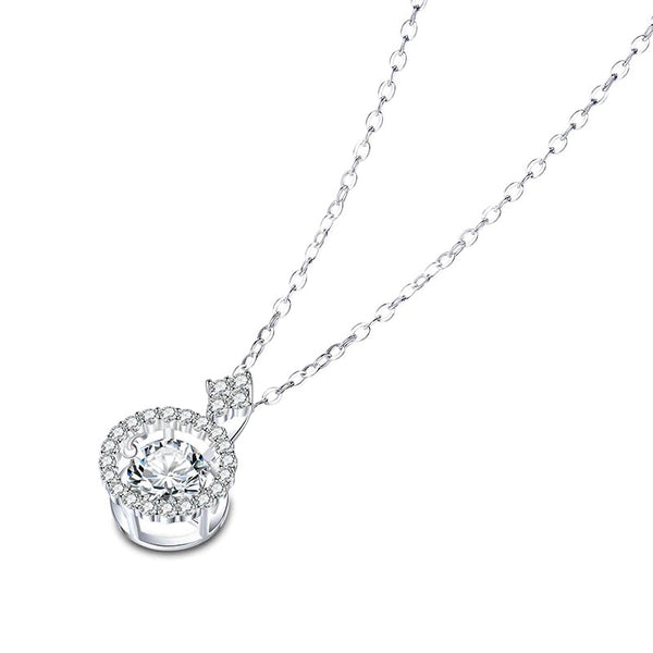 1.00ct Moissanite Dancing Stone Necklace, 925 Sterling Silver