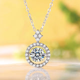 1.00ct Moissanite Dancing Stone Necklace, 925 Sterling Silver