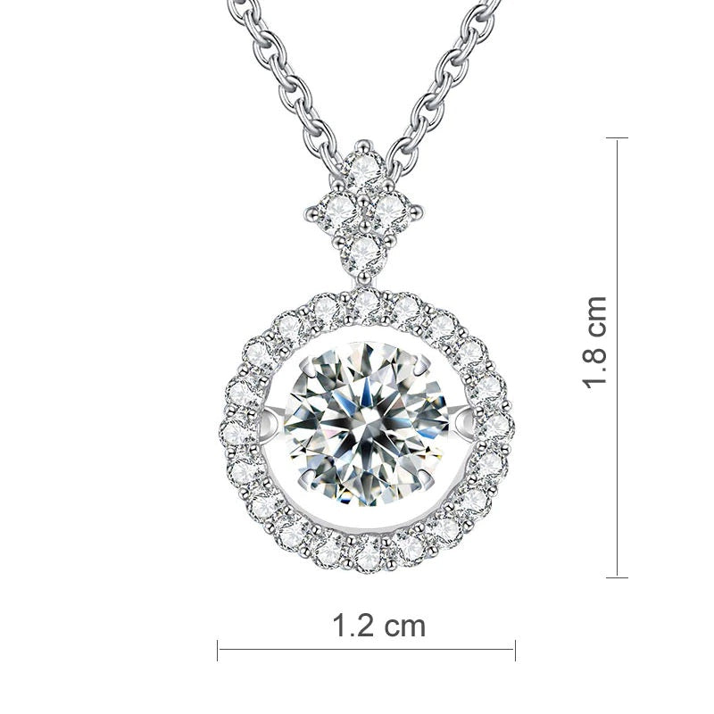 1.00ct Moissanite Dancing Stone Necklace, 925 Sterling Silver