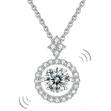 1.00ct Moissanite Dancing Stone Necklace, 925 Sterling Silver