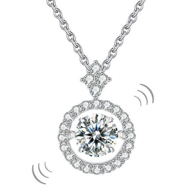 1.00ct Moissanite Dancing Stone Necklace, 925 Sterling Silver