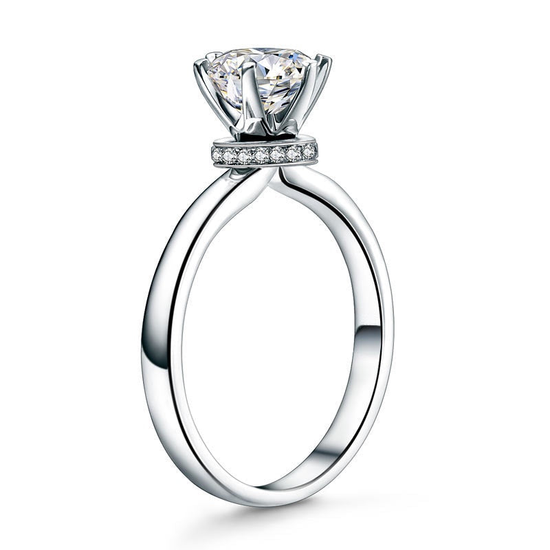 1.00ct Moissanite Diamond 6 Claw Engagement Ring, 925 Sterling Silver Ring