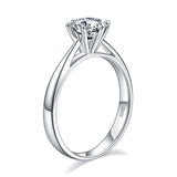 1.00ct Moissanite Diamond 6 Claw Engagement Ring, 925 Sterling Silver Ring