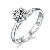 1.00ct Moissanite Diamond 6 Claw Engagement Ring, 925 Sterling Silver Ring