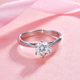 1.00ct Moissanite Diamond 6 Claw Engagement Ring, 925 Sterling Silver Ring