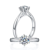 1.00ct Moissanite Diamond 6 Claw Engagement Ring, 925 Sterling Silver Ring