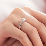 1.00ct Moissanite Diamond 6 Claw Engagement Ring, 925 Sterling Silver Ring