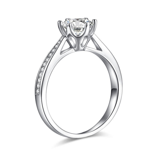 1.00ct Moissanite Diamond Engagement Ring, 925 Sterling Silver Ring