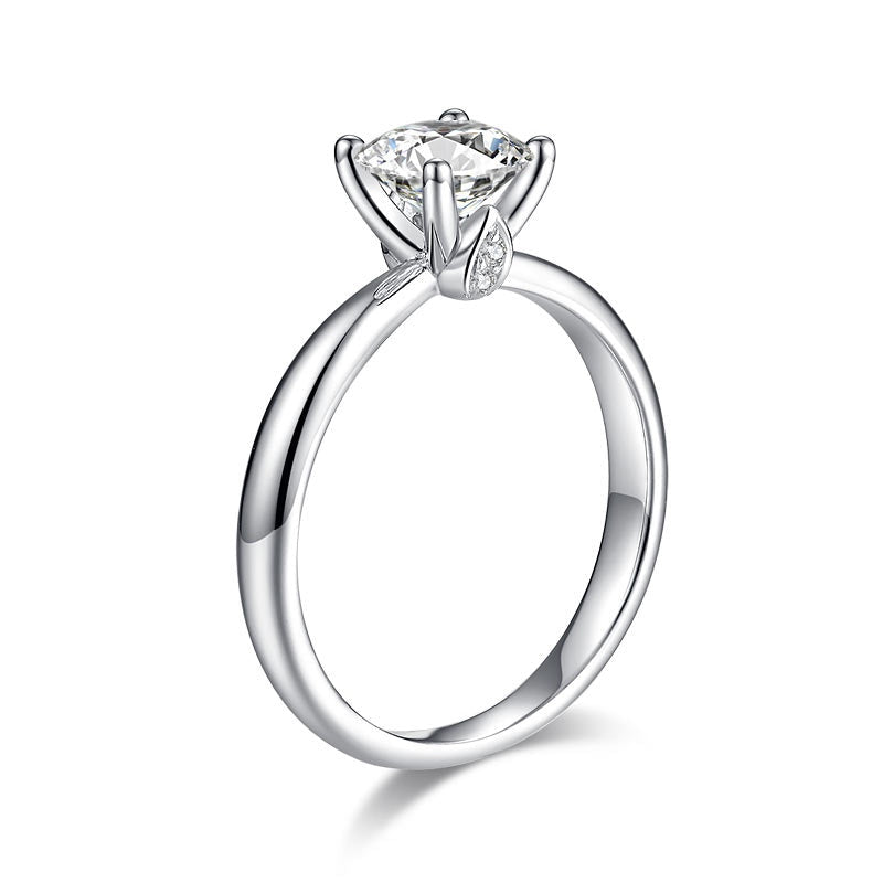 1.00ct Moissanite Diamond Engagement Ring, 925 Sterling Silver Ring