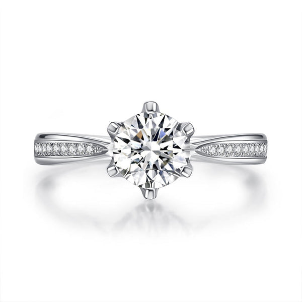 1.00ct Moissanite Diamond Engagement Ring, 925 Sterling Silver Ring