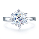 1.00ct Moissanite Diamond Flower Engagement Ring, 925 Sterling Silver