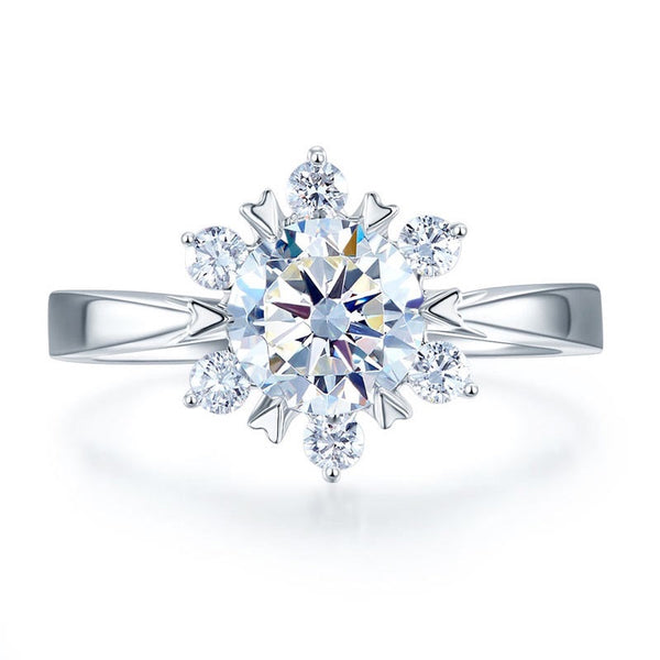 1.00ct Moissanite Diamond Flower Engagement Ring, 925 Sterling Silver