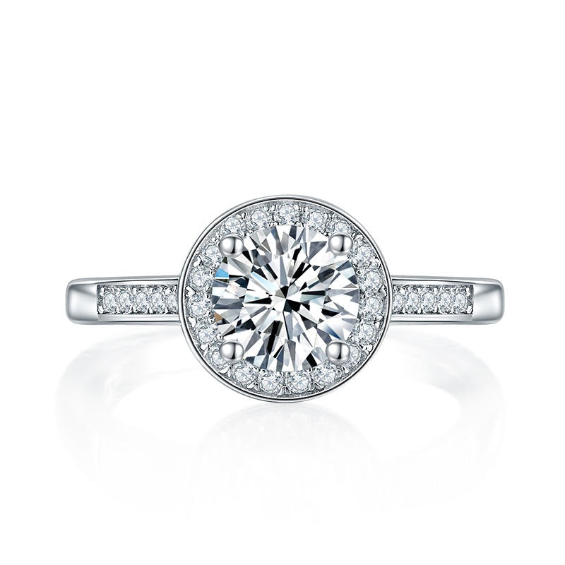 1.00ct Moissanite Diamond Ring Engagement Ring, 925 Sterling Silver