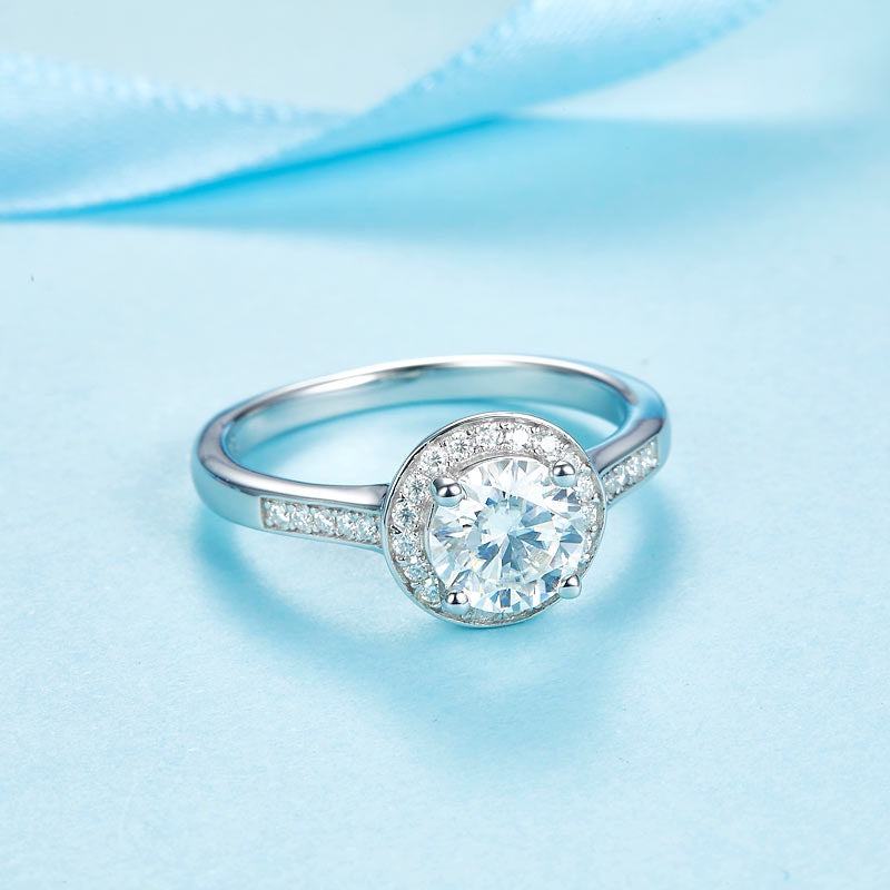 1.00ct Moissanite Diamond Ring Engagement Ring, 925 Sterling Silver