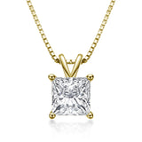 1.00ct Princess Cut Classic Diamond Pendant, 925 Silver, Choose Your Metal Colour