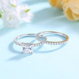 1.00ct Princess Cut Moissanite Diamond Ring Set, 925 Sterling Silver