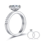 1.00ct Princess Cut Moissanite Diamond Ring Set, 925 Sterling Silver