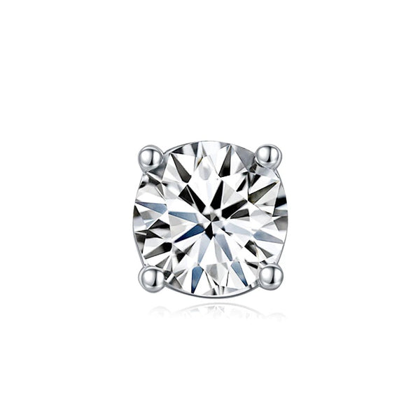1.00ct (1 piece), Round Cut Moissanite Stud Earring, 925 Silver