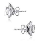 1.00ct each, Round Cut Moissanite Removable Halo Earrings, 925 Silver