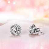 1.00ct each, Round Cut Moissanite Removable Halo Earrings, 925 Silver