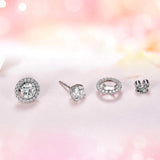1.00ct each, Round Cut Moissanite Removable Halo Earrings, 925 Silver