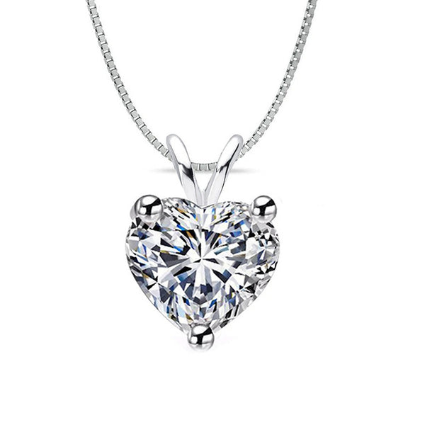 1.25ct Heart Cut Classic Diamond Pendant, 925 Silver, Choose Your Metal Colour