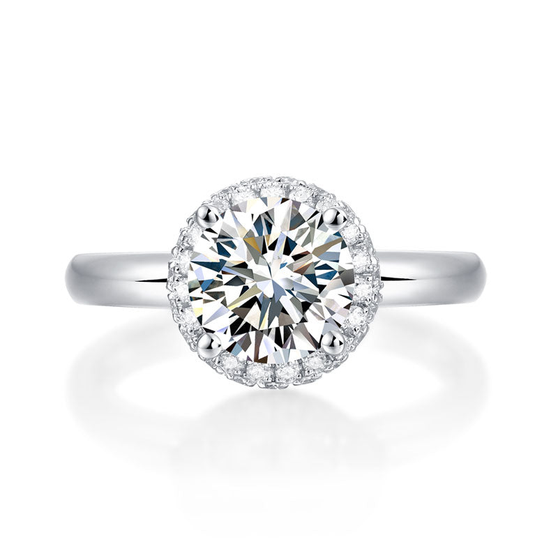 1.50ct Round Cut Moissanite Diamond Ring Halo, 925 Sterling Silver