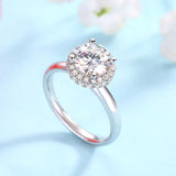 1.50ct Round Cut Moissanite Diamond Ring Halo, 925 Sterling Silver