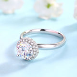 1.50ct Round Cut Moissanite Diamond Ring Halo, 925 Sterling Silver