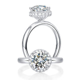 1.50ct Round Cut Moissanite Diamond Ring Halo, 925 Sterling Silver