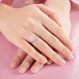 1.50ct Round Cut Moissanite Diamond Ring Halo, 925 Sterling Silver