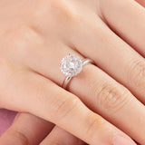 1.50ct Round Cut Moissanite Diamond Ring Halo, 925 Sterling Silver