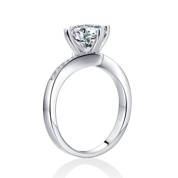 1.50ct Moissanite Diamond Ring Heart Shape Prong, 925 Sterling Silver