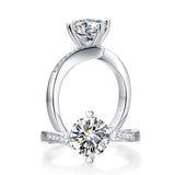 1.50ct Moissanite Diamond Ring Heart Shape Prong, 925 Sterling Silver