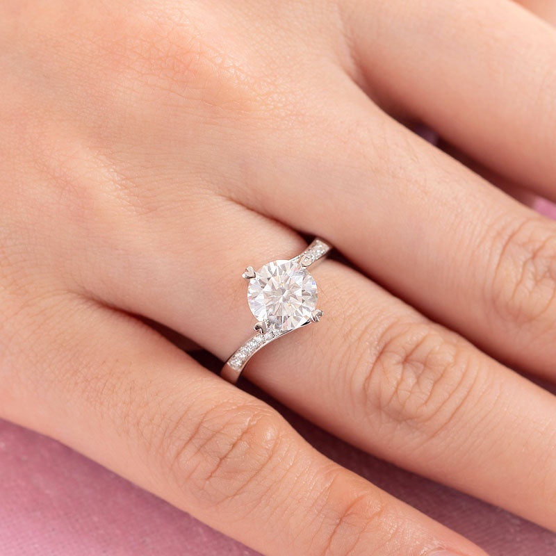 1.50ct Moissanite Diamond Ring Heart Shape Prong, 925 Sterling Silver