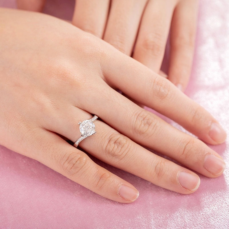 1.50ct Moissanite Diamond Ring Heart Shape Prong, 925 Sterling Silver