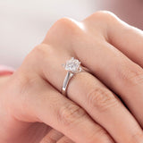 1.50ct Moissanite Diamond Ring Heart Shape Prongs, 925 Sterling Silver
