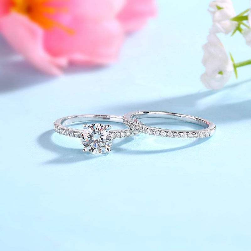 1 Carat Moissanite Diamond Ring Set