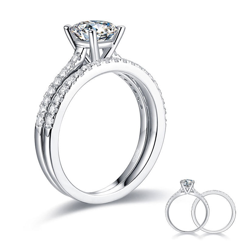 1 Carat Moissanite Diamond Ring Set