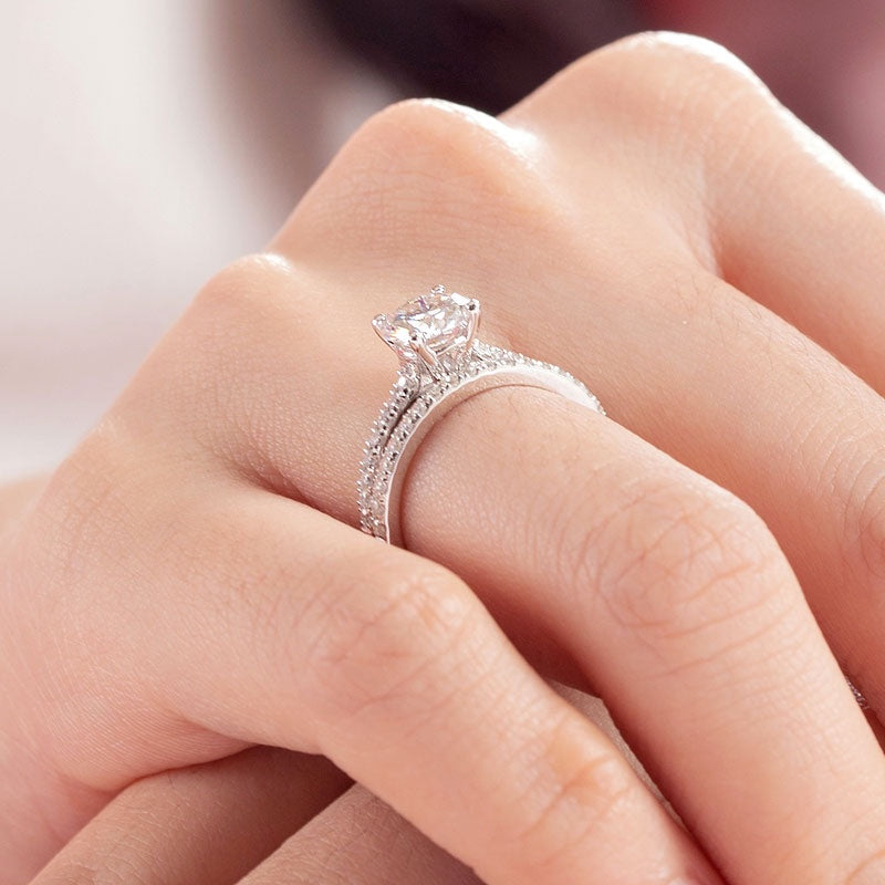 1 Carat Moissanite Diamond Ring Set